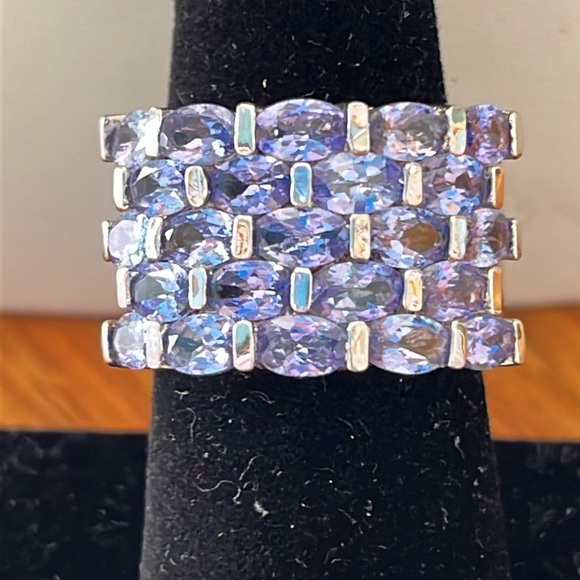Large sterling and Tanzanite ring size 7 marked STS 925 India - Picture 6 of 14